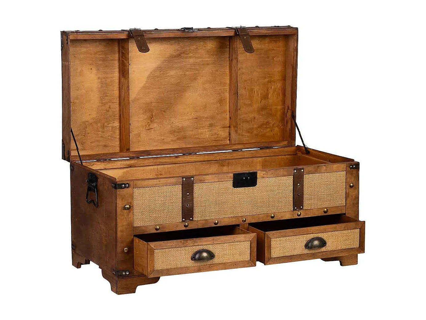 Baú de madeira castanho 90x45x45,5