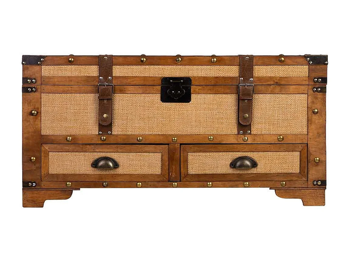 Coffre en bois marron 90x45x45,5