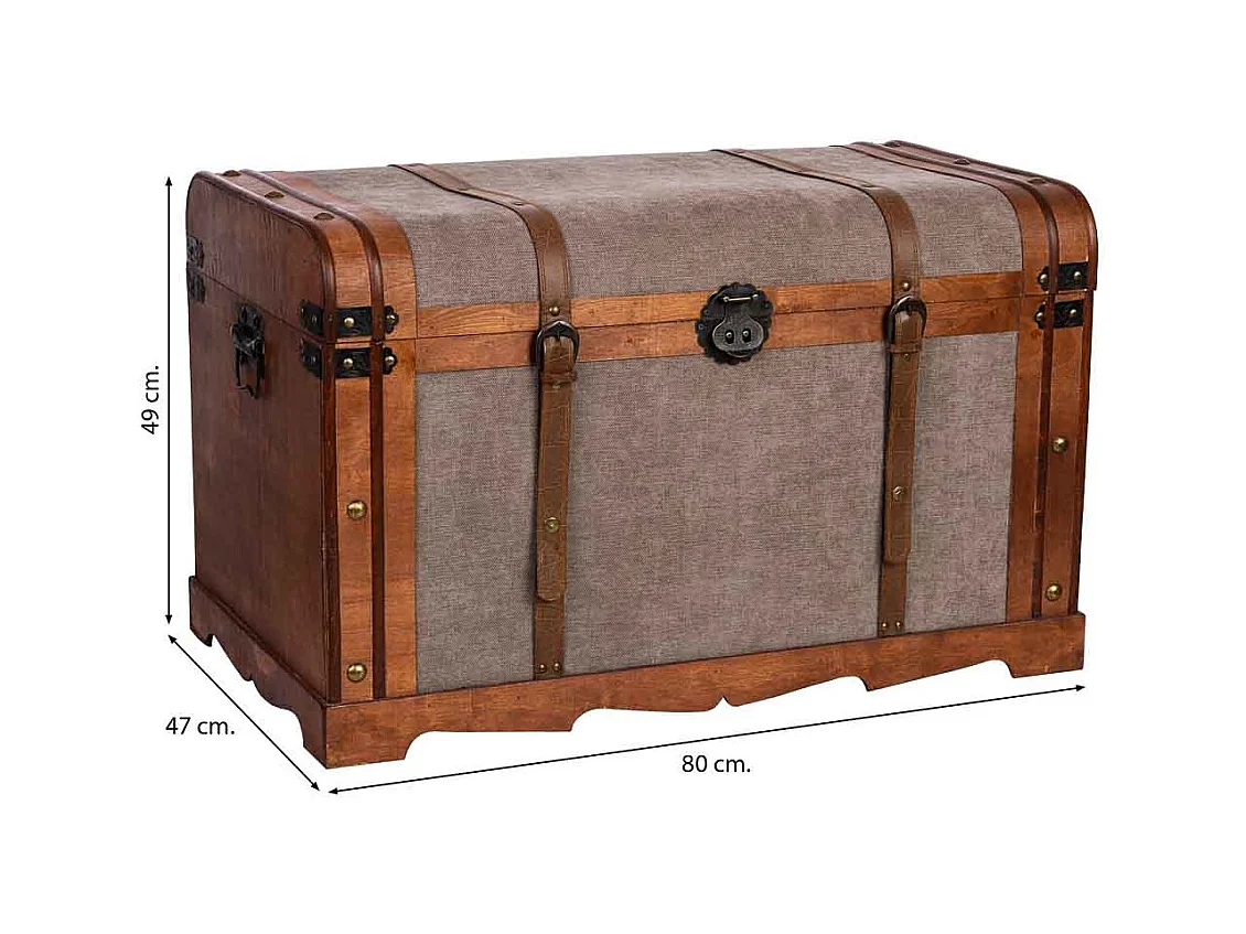 Baú de madeira castanho 80x47x49