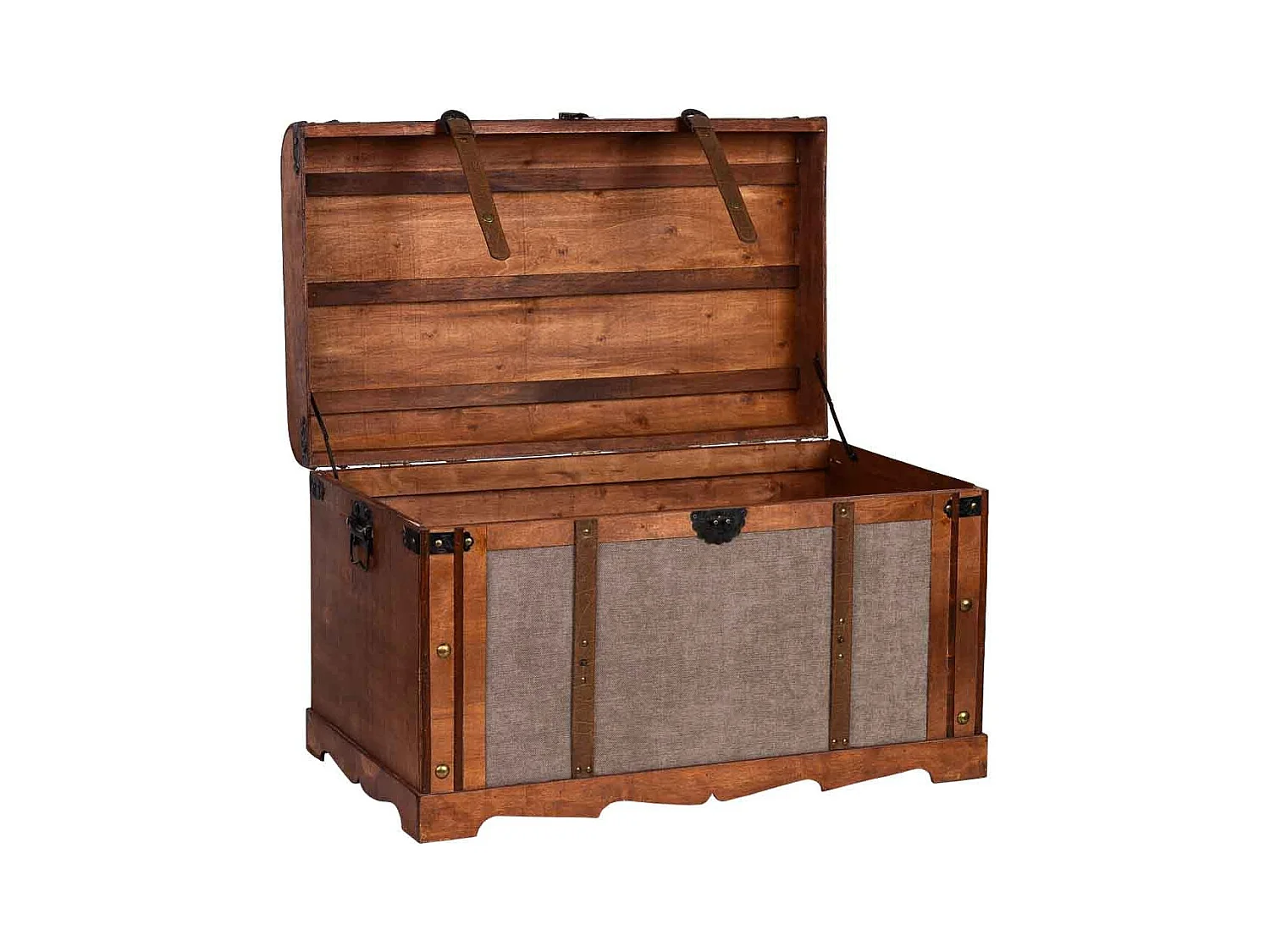 Baú de madeira castanho 80x47x49