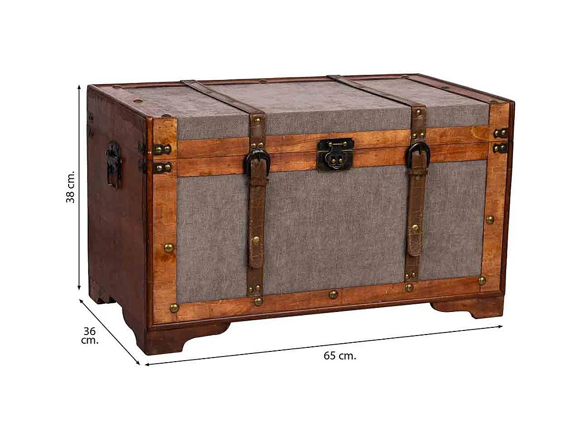 Baúl de madera marrón 65x36x38