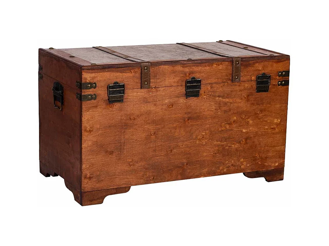 Baúl de madera marrón 65x36x38