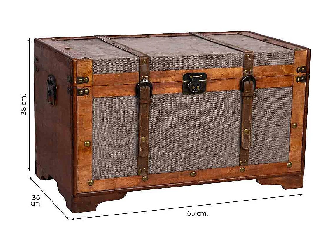Baúl de madera marrón 65x36x38