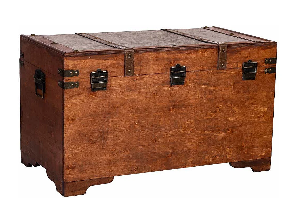 Baúl de madera marrón 65x36x38