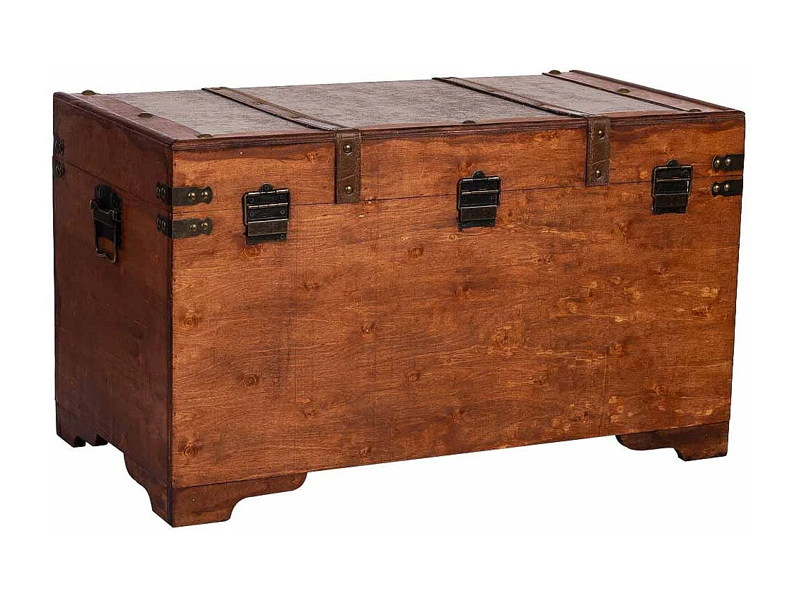 Baúl de madera marrón 65x36x38