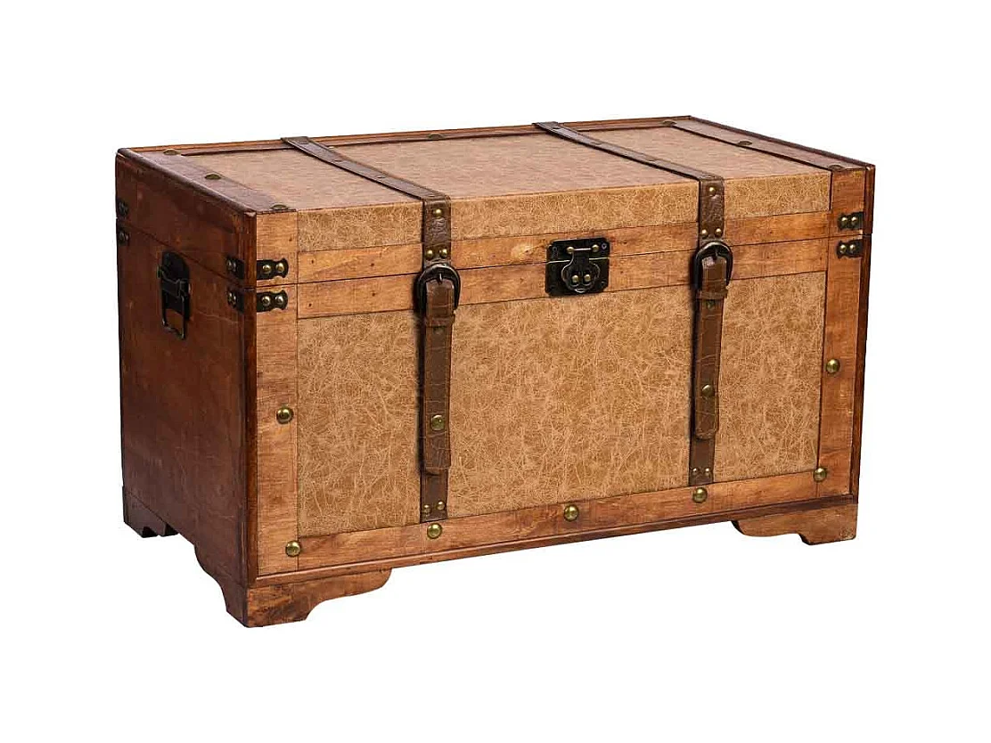 Coffre en bois marron 65x36x38