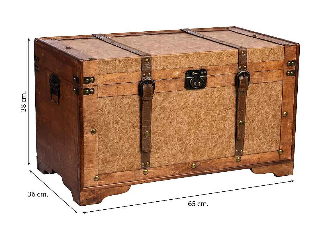 Baúl de madera marrón 65x36x38