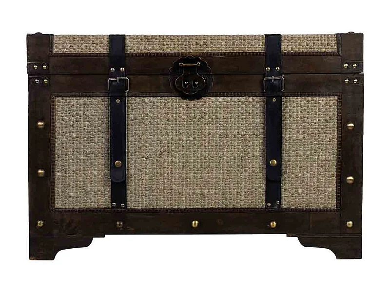 Baú de madeira prateado 75x74x51