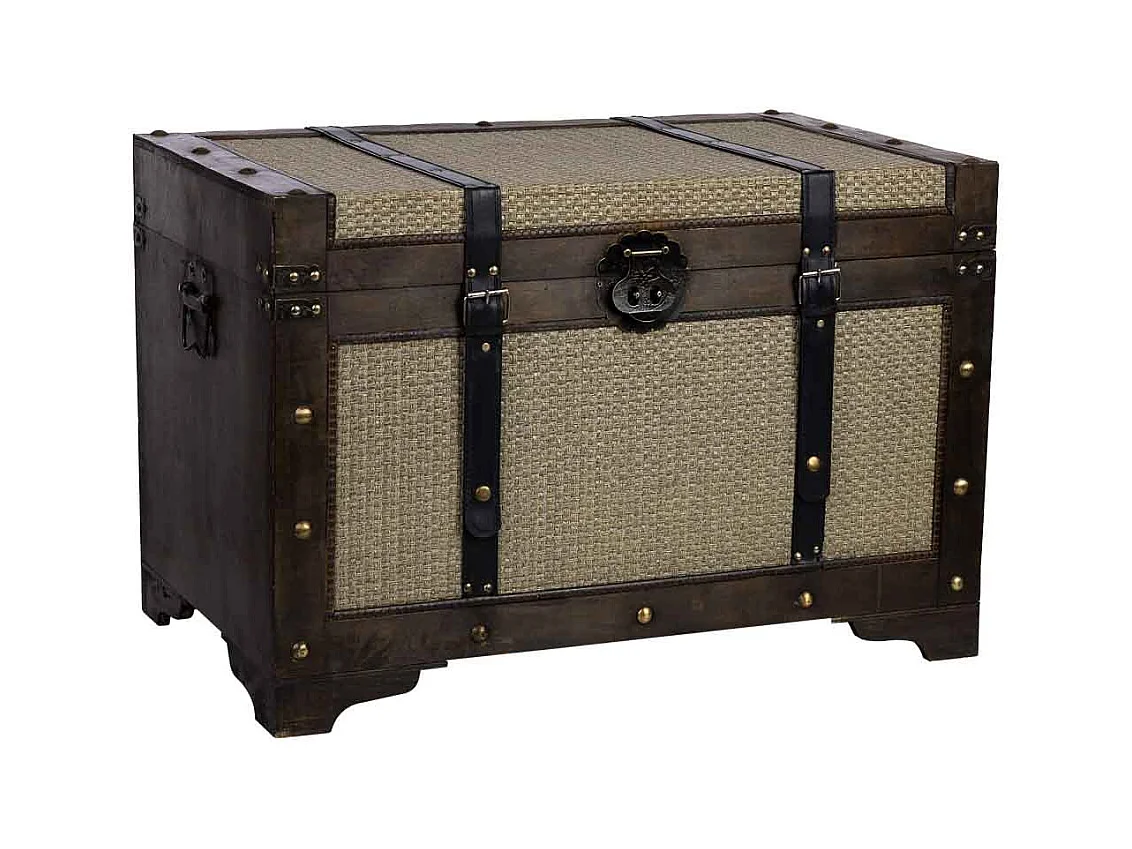 Baú de madeira prateado 75x74x51