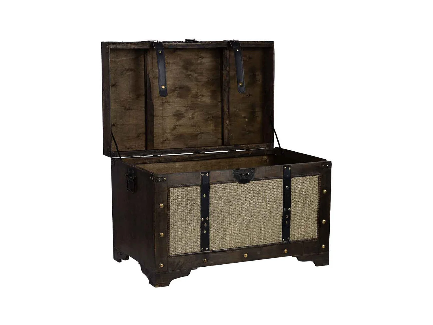 Baú de madeira prateado 75x74x51