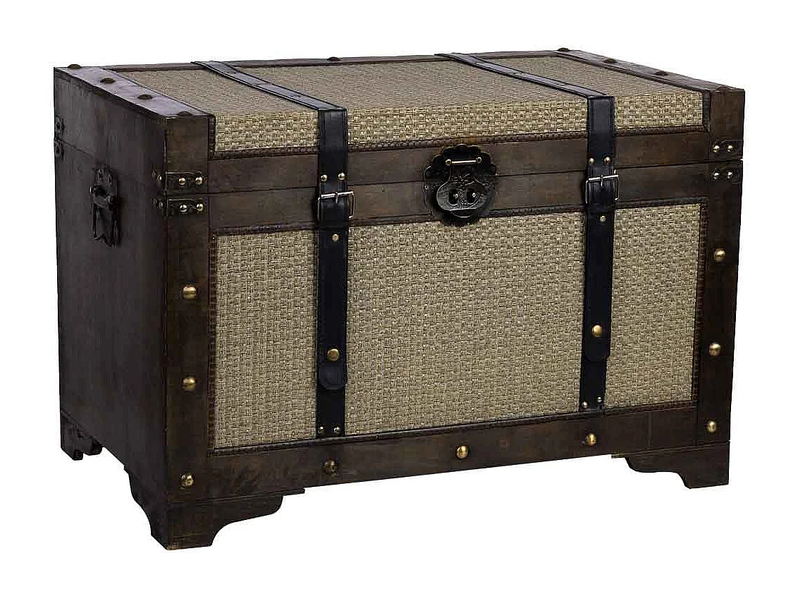 Baú de madeira prateado 75x74x51