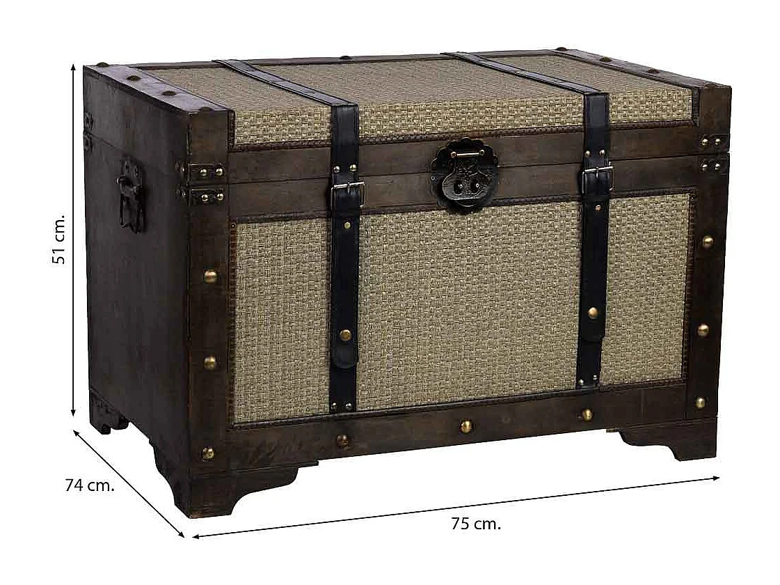 Baú de madeira prateado 75x74x51