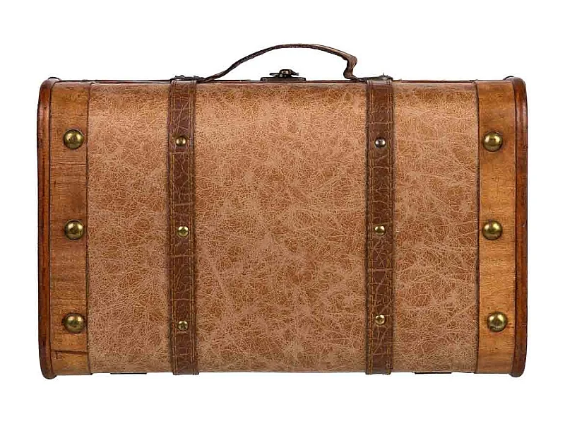 Maleta de madera marrón 38x23x13h cm