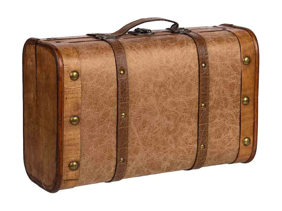 Maleta de madera marrón 38x23x13h cm