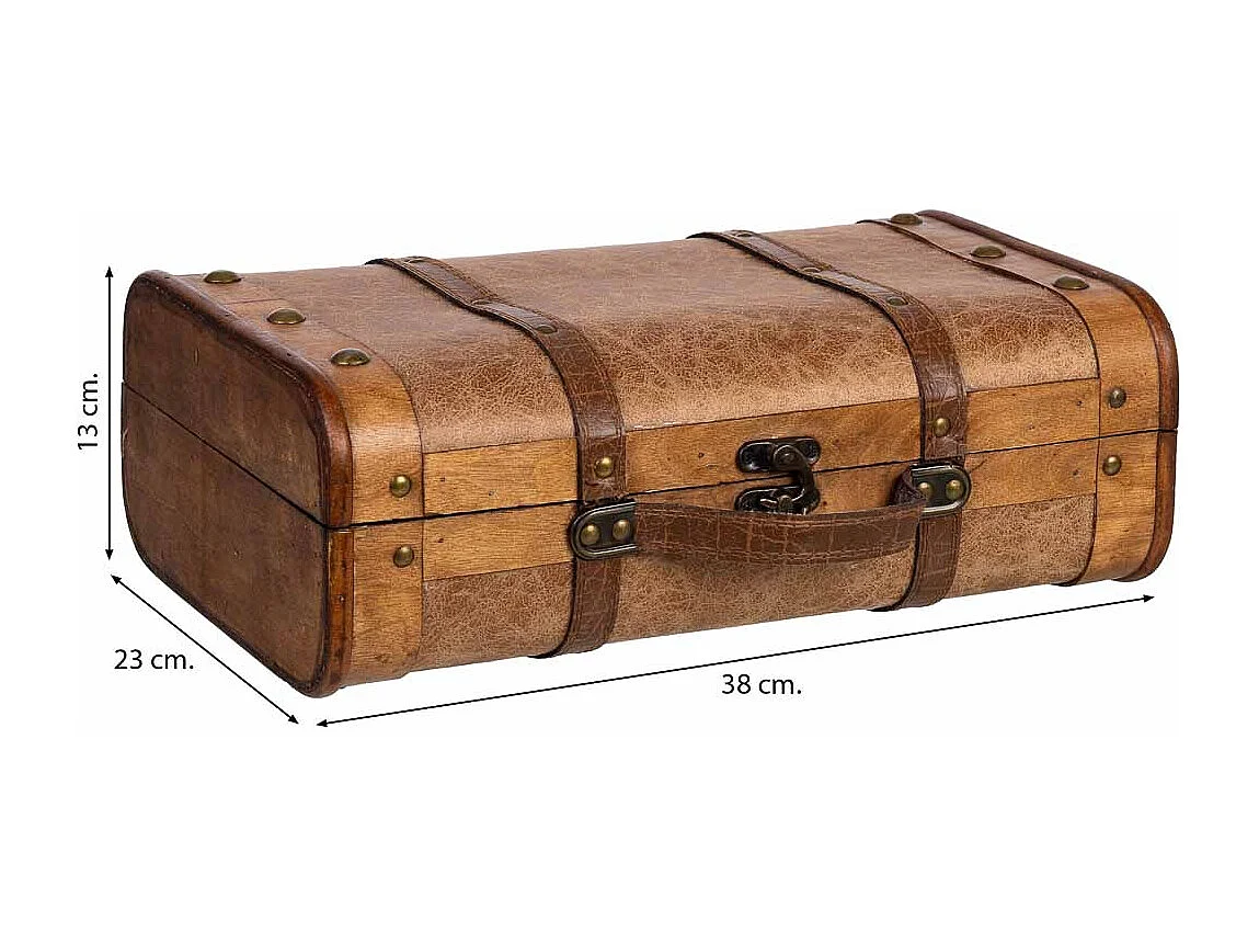 Brauner Holzkoffer 38x23x13h cm