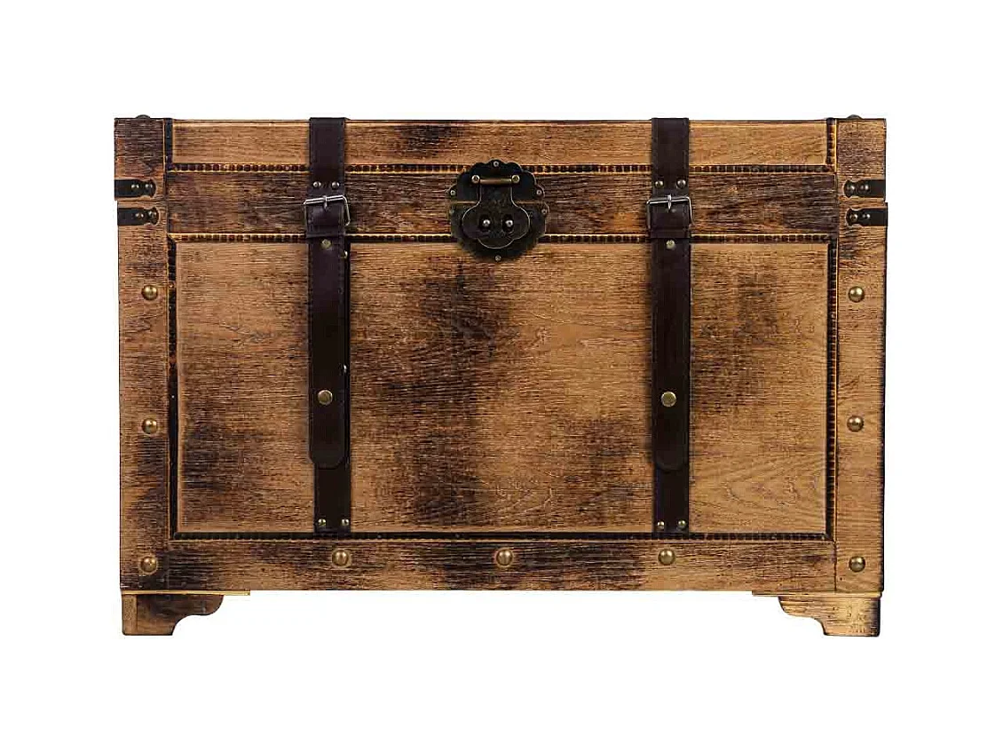 Baú de madeira castanho 75x74x51 cm