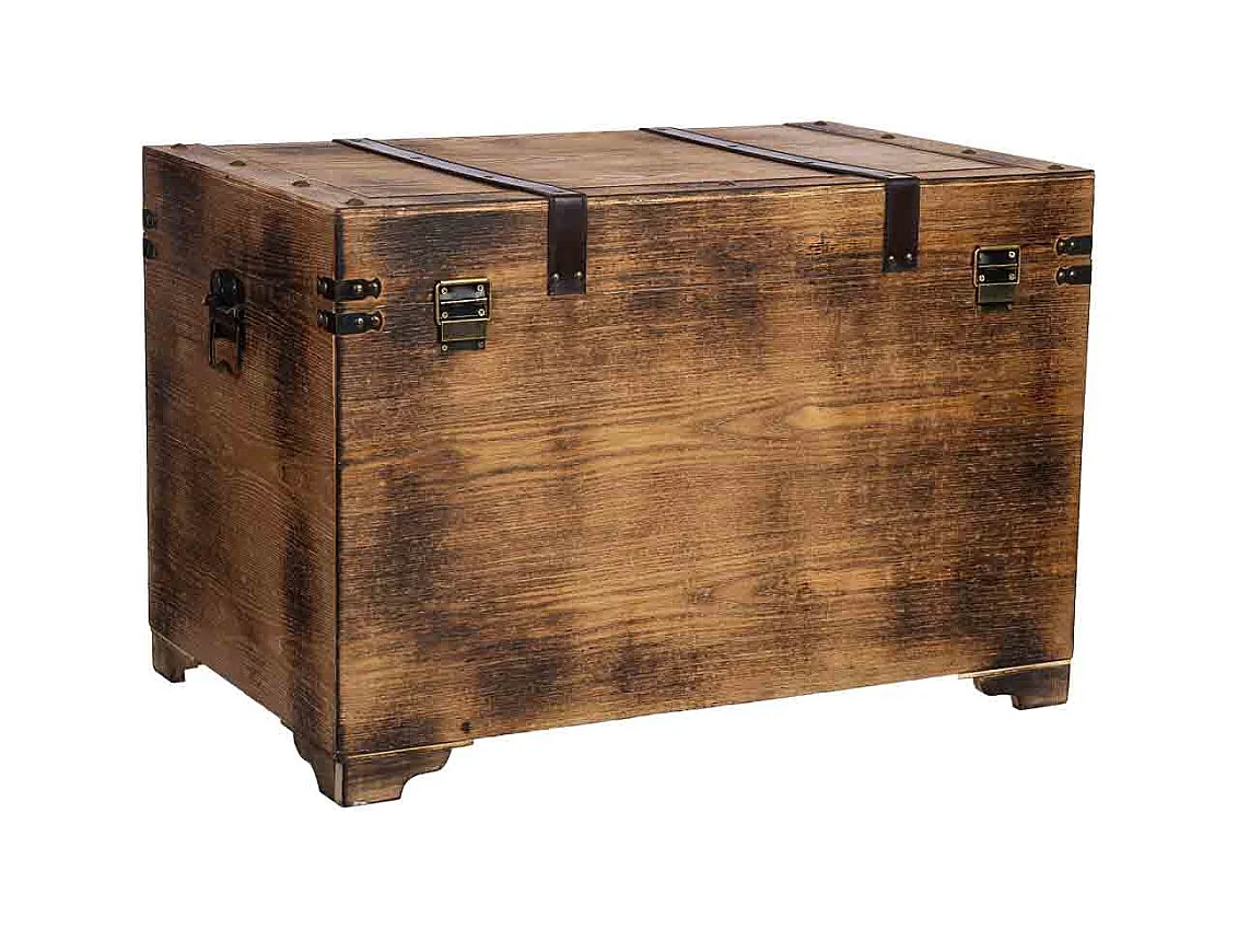 Baú de madeira castanho 75x74x51 cm