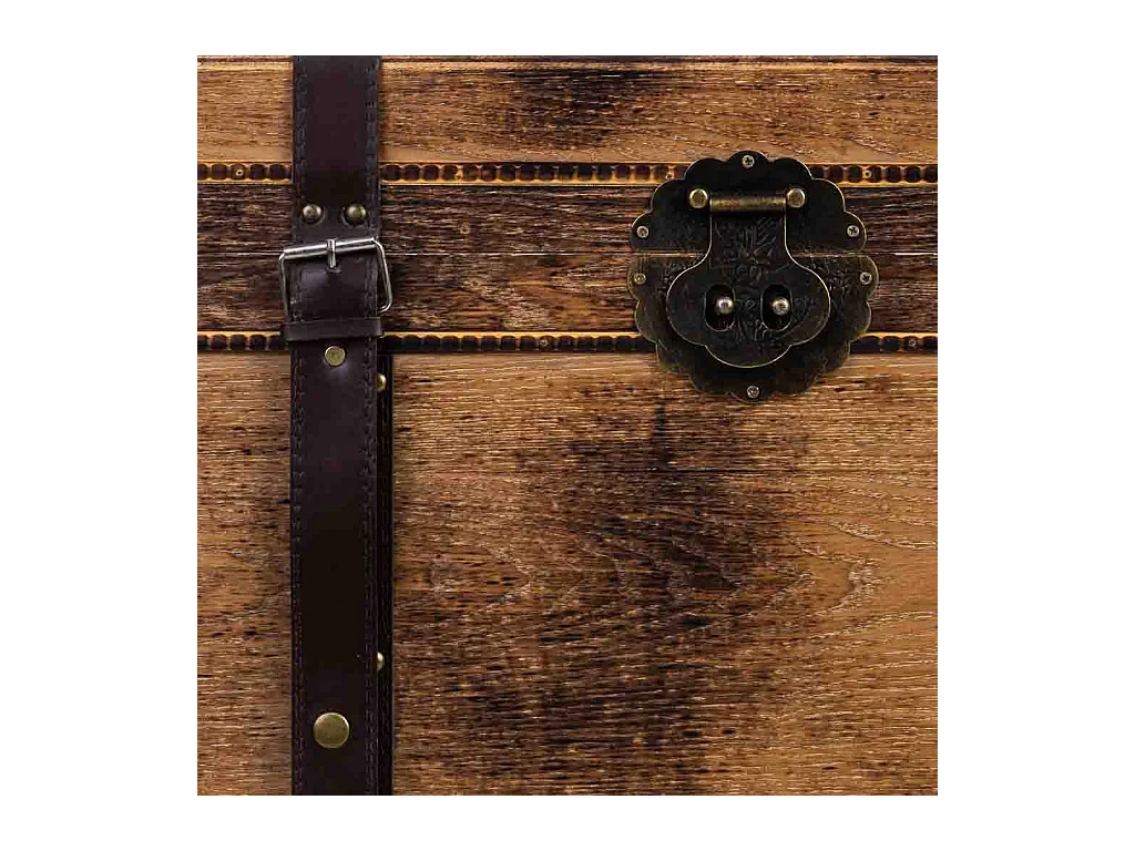 Baú de madeira castanho 75x74x51 cm