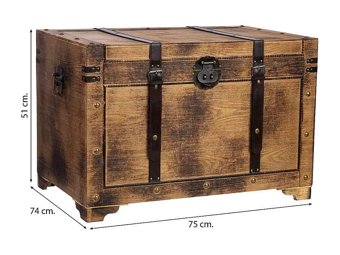 Baúl de madera marrón75x74x51
