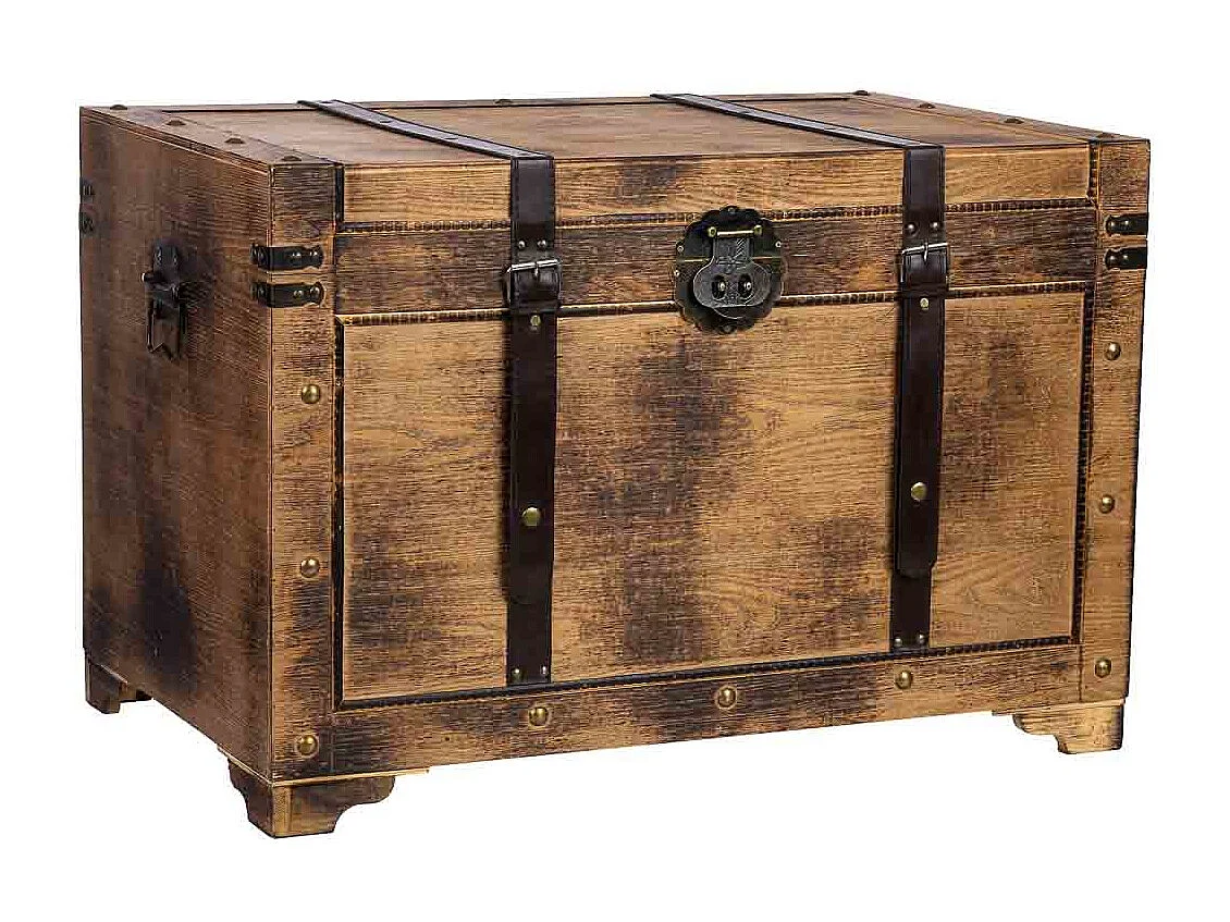 Braune Holztruhe 75x74x51