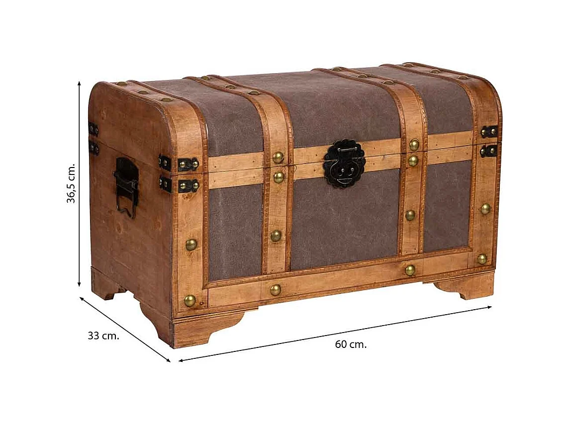 Baúl de madera marrón 60x33x36.5