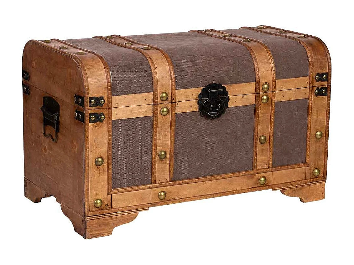 Baú de madeira castanha 60x33x36,5