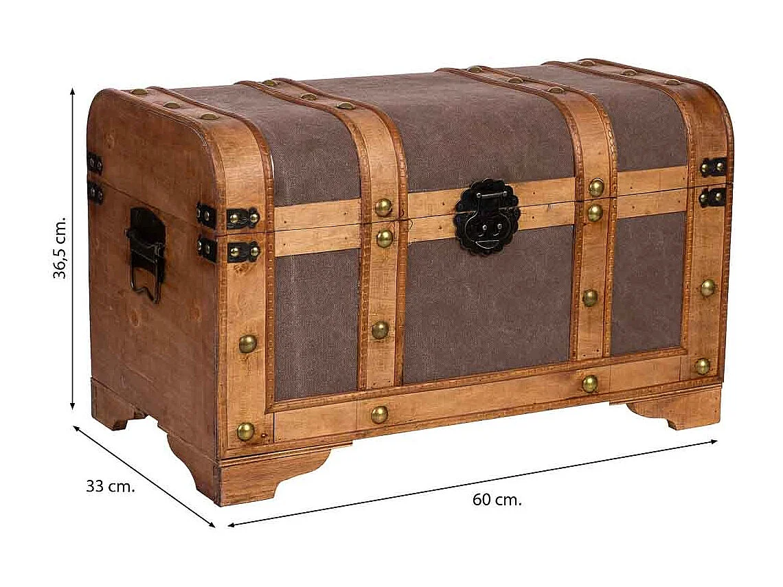 Baú de madeira castanha 60x33x36,5