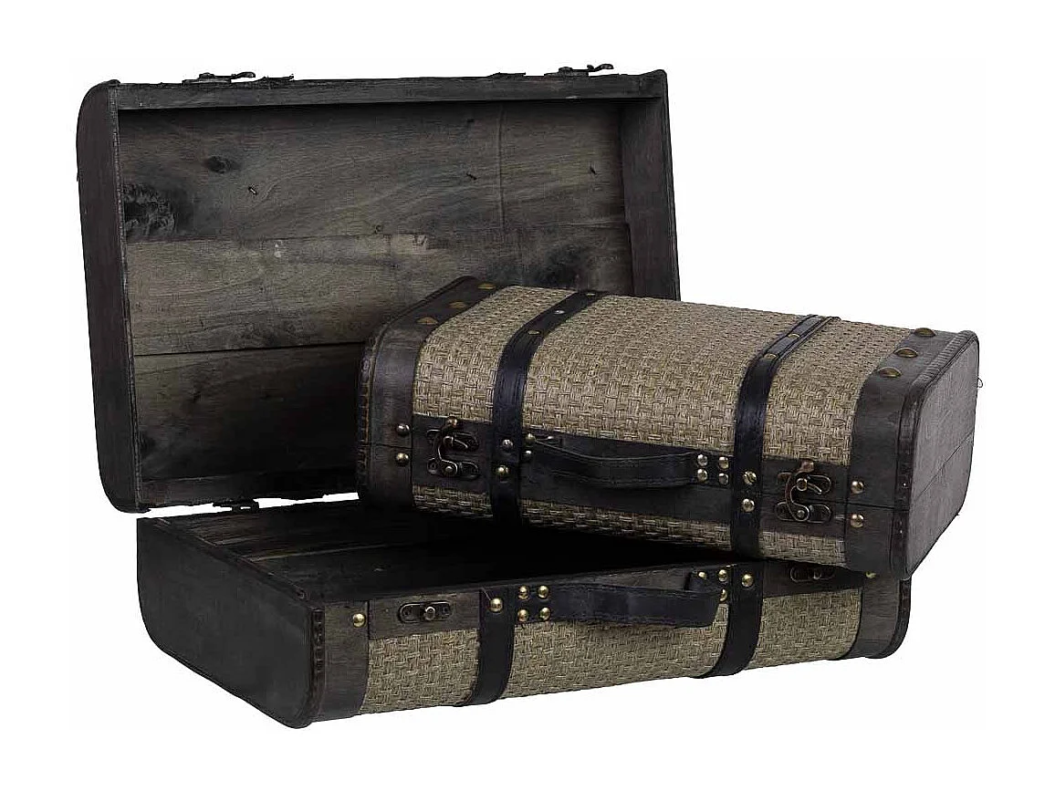 Maleta de madera plateada 45x30x16/38