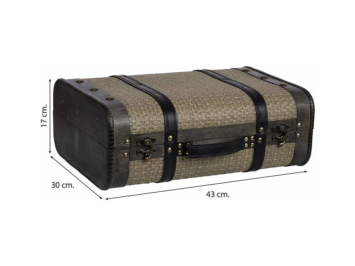 Maleta de madera marrón 43x30x17h cm