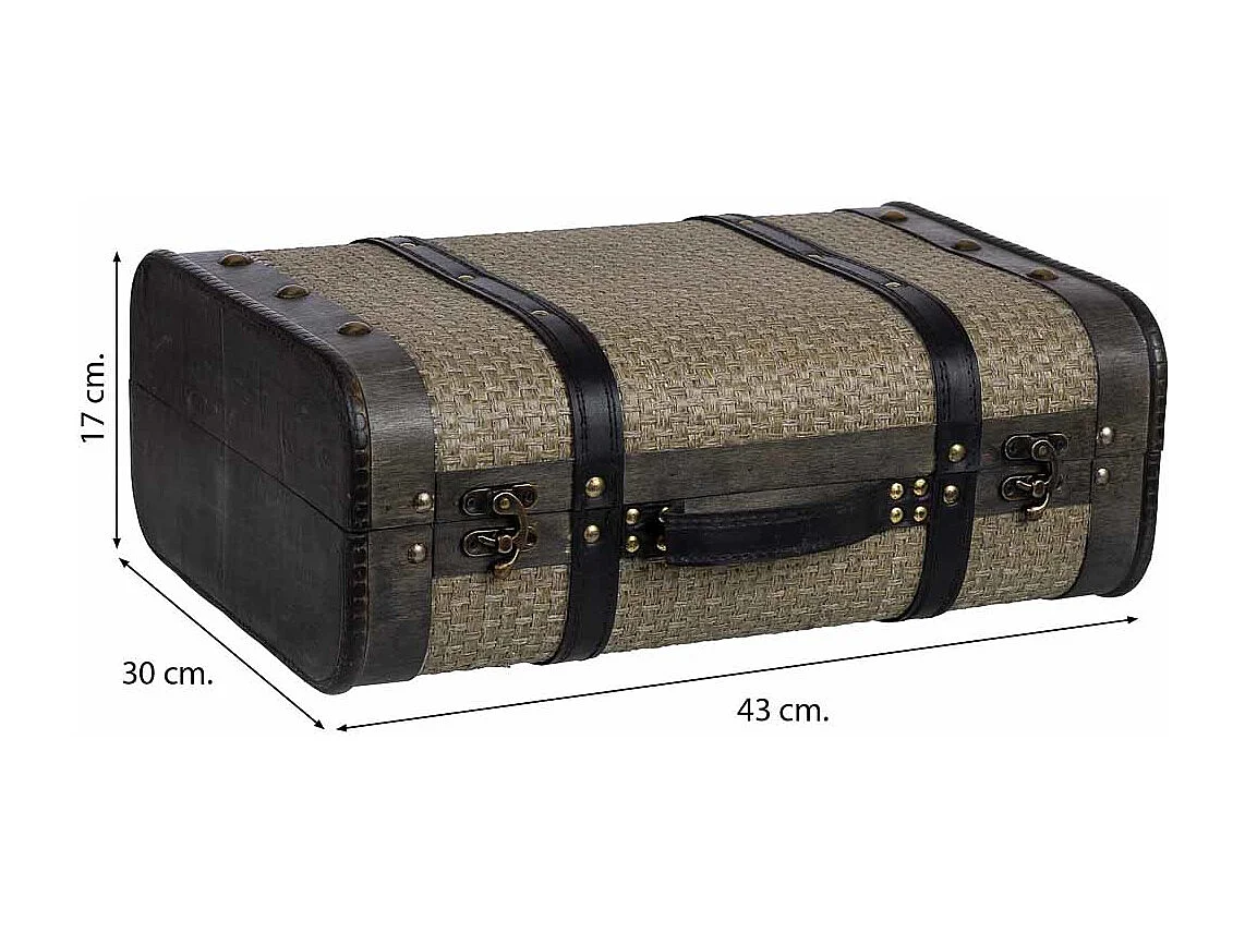 Valise en bois marron 43x30x17h cm