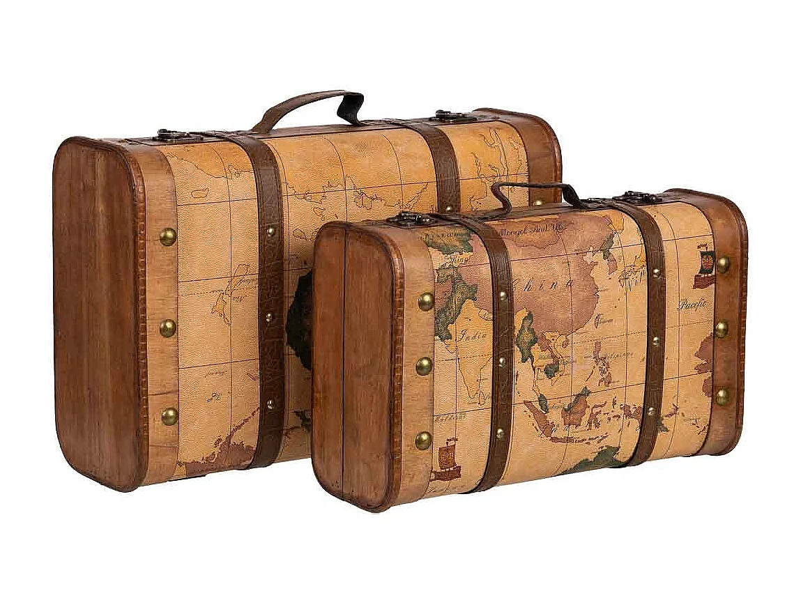 Mala de madeira castanha 45x30x16/38