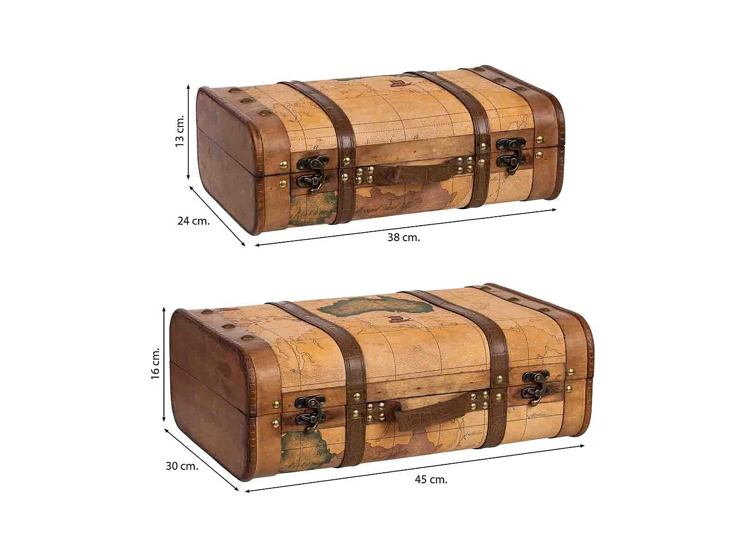 Mala de madeira castanha 45x30x16/38