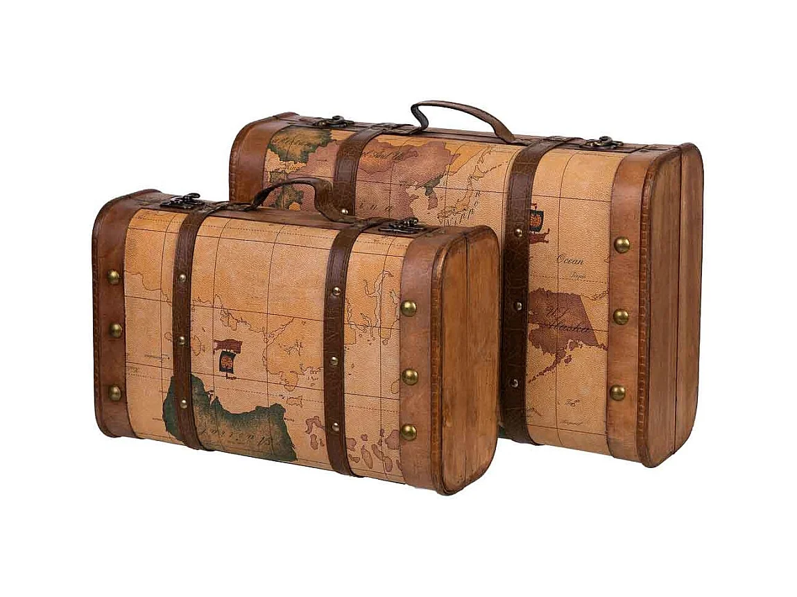 Mala de madeira castanha 45x30x16/38