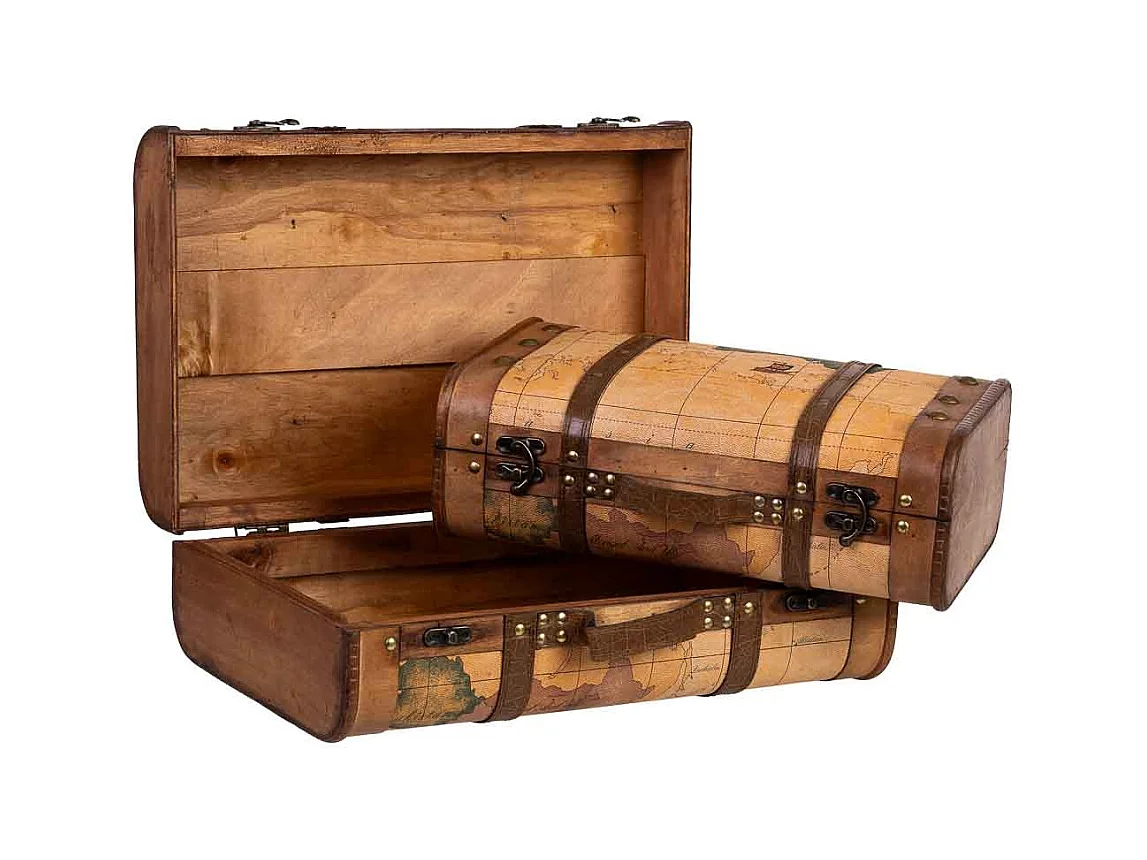 Mala de madeira castanha 45x30x16/38