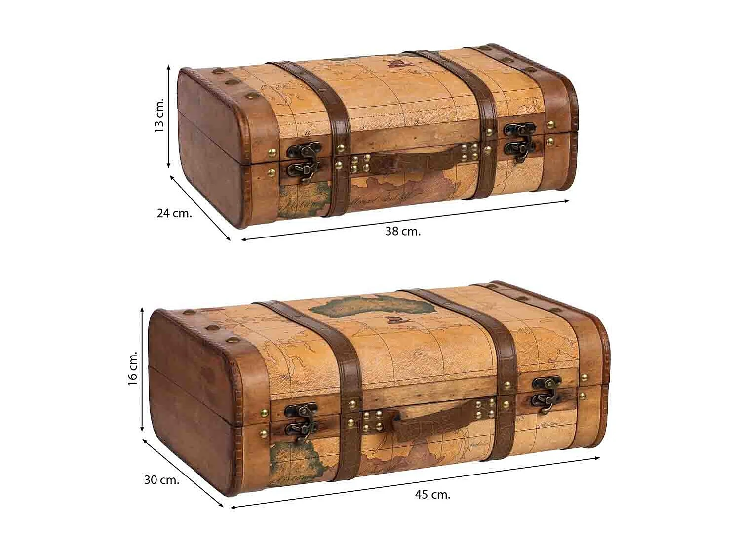 Valise en bois marron 45x30x16/38
