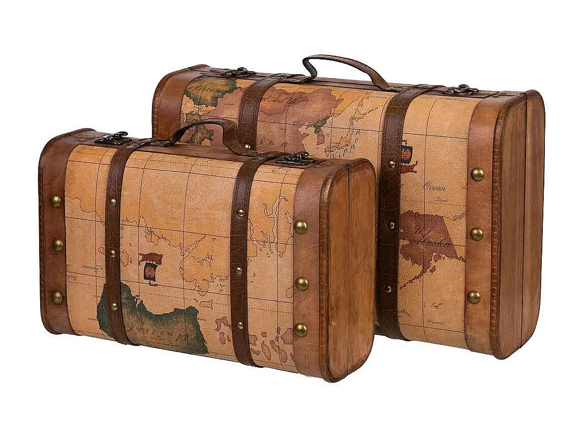 Valise en bois marron 45x30x16/38