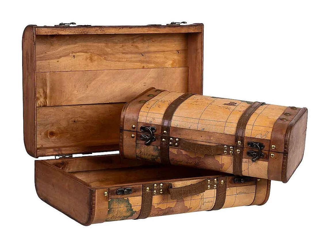 Valise en bois marron 45x30x16/38