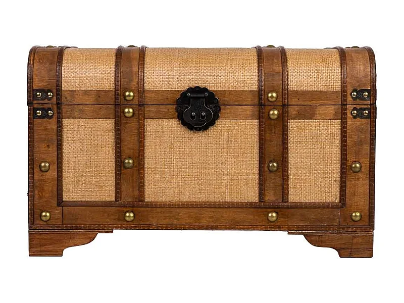 Baú de madeira castanha 60x33x36,5 cm