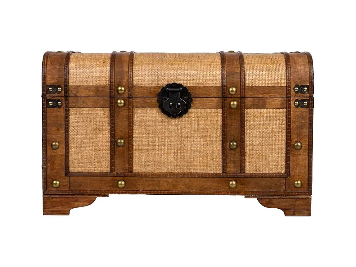 Baú de madeira castanha 60x33x36,5 cm