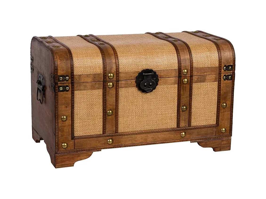 Baú de madeira castanha 60x33x36,5 cm