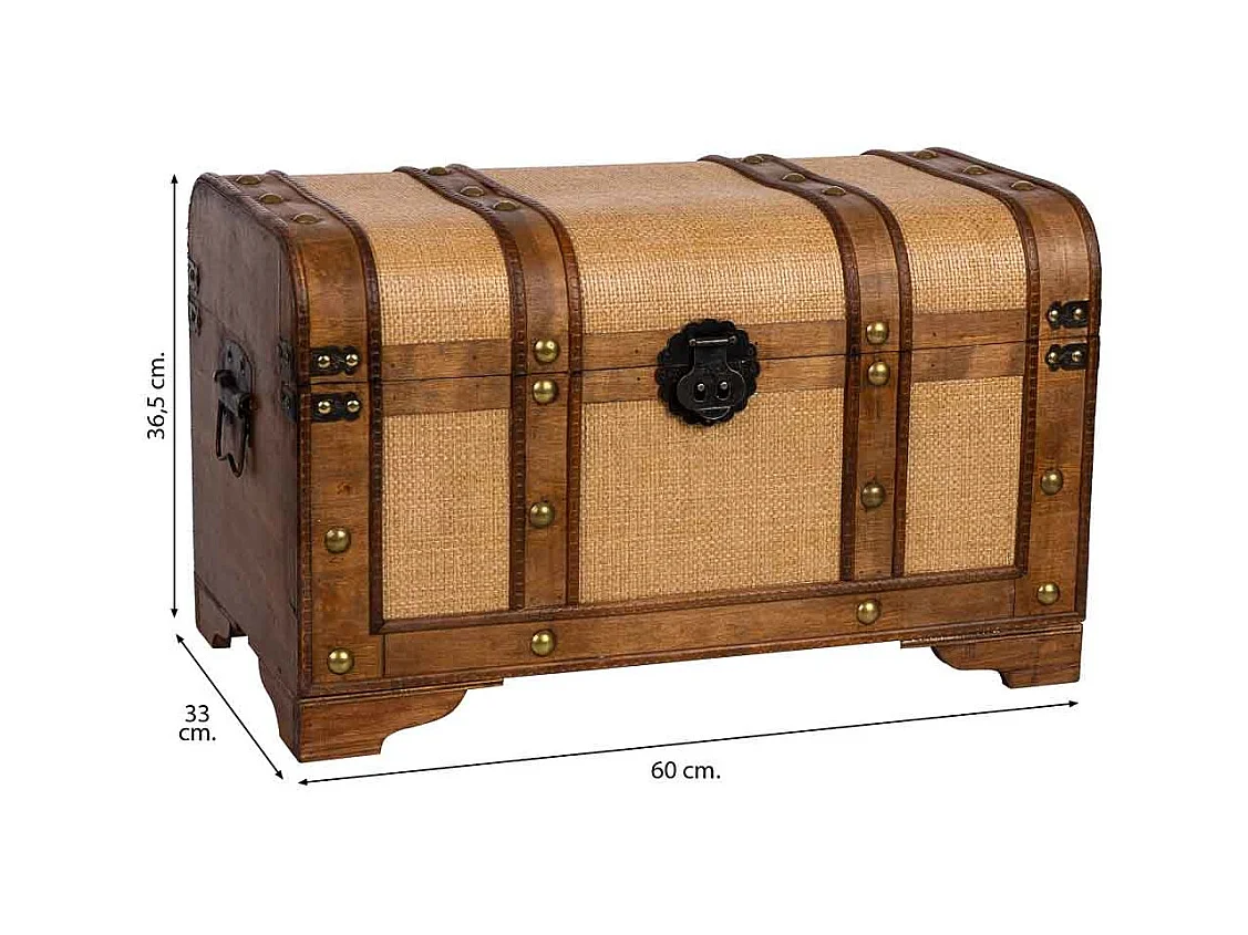 Baú de madeira castanha 60x33x36,5 cm
