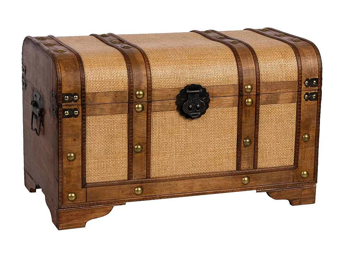 Baú de madeira castanha 60x33x36,5 cm