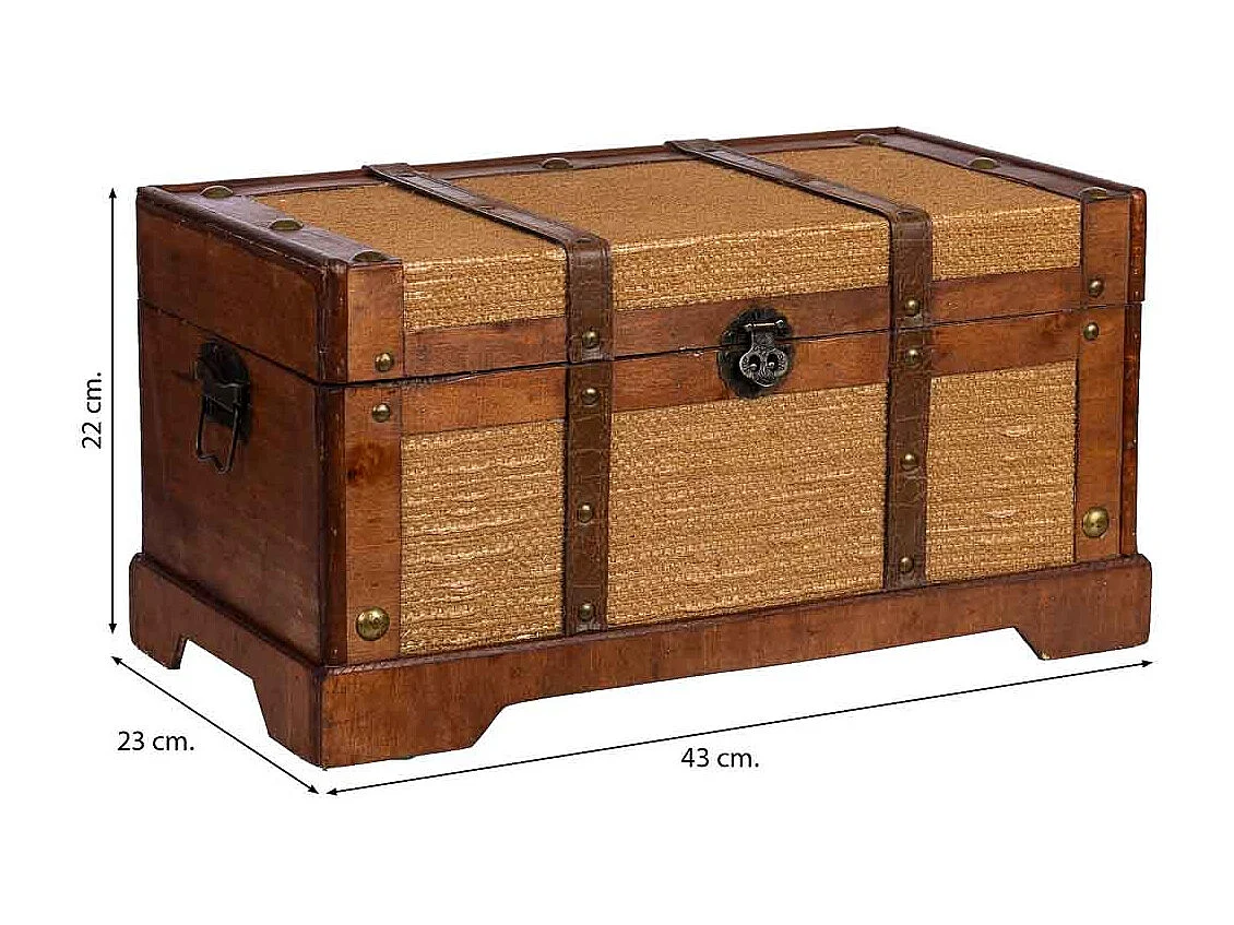 Baú de madeira castanho 43x23x22