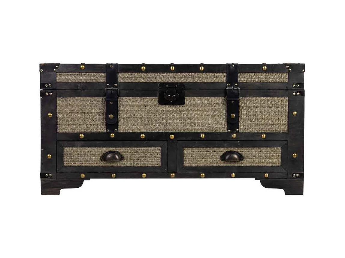 Baú de madeira castanho 90x45x45,5