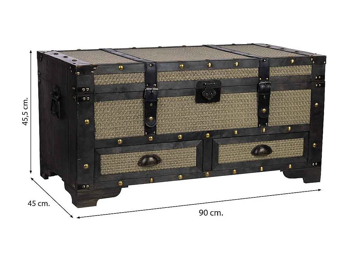 Baúl de madera marrón 90x45x45.5