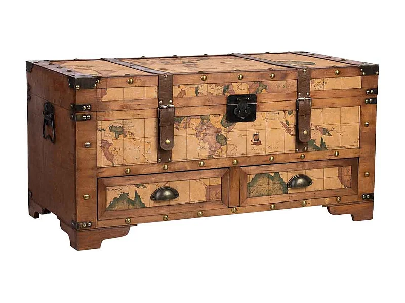 Baúl de madera marrón90x45x45.5