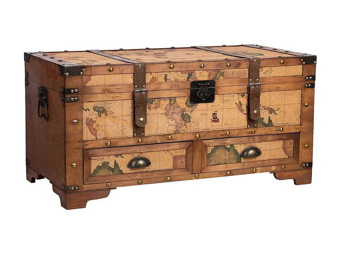 Baúl de madera marrón90x45x45.5