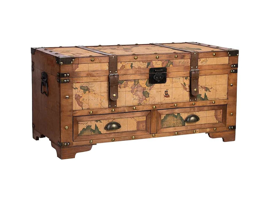 Baúl de madera marrón90x45x45.5