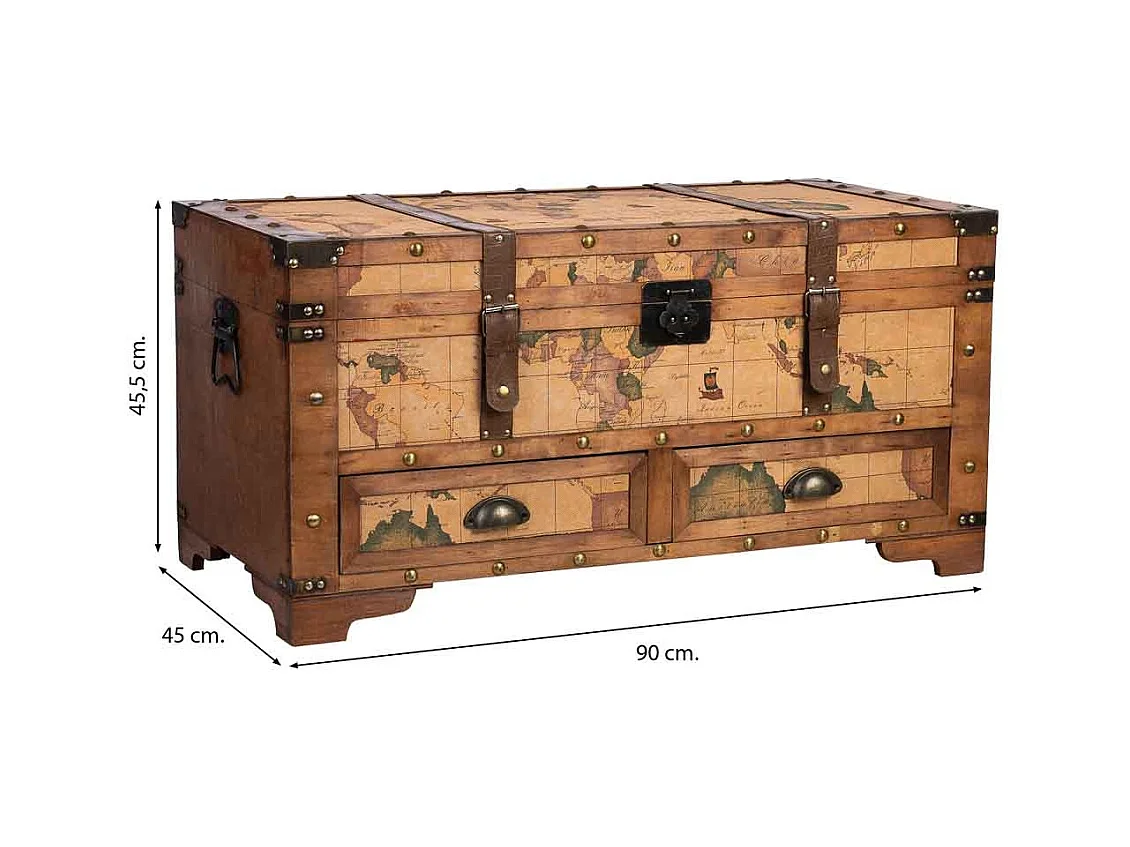 Baúl de madera marrón90x45x45.5