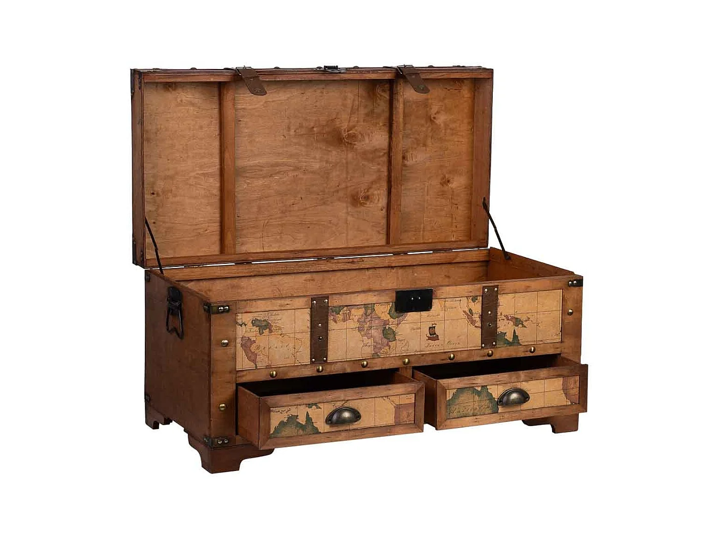 Baúl de madera marrón90x45x45.5